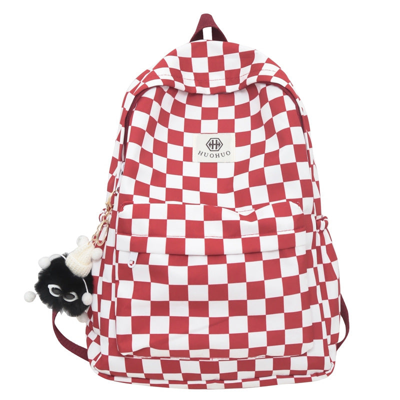 Women's Korean Fashion Chessboard Plaid College Junior Backpacks