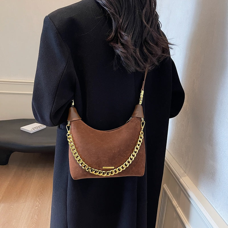 Women's French Minority Suede Fashion Retro Textured Armpit Bags