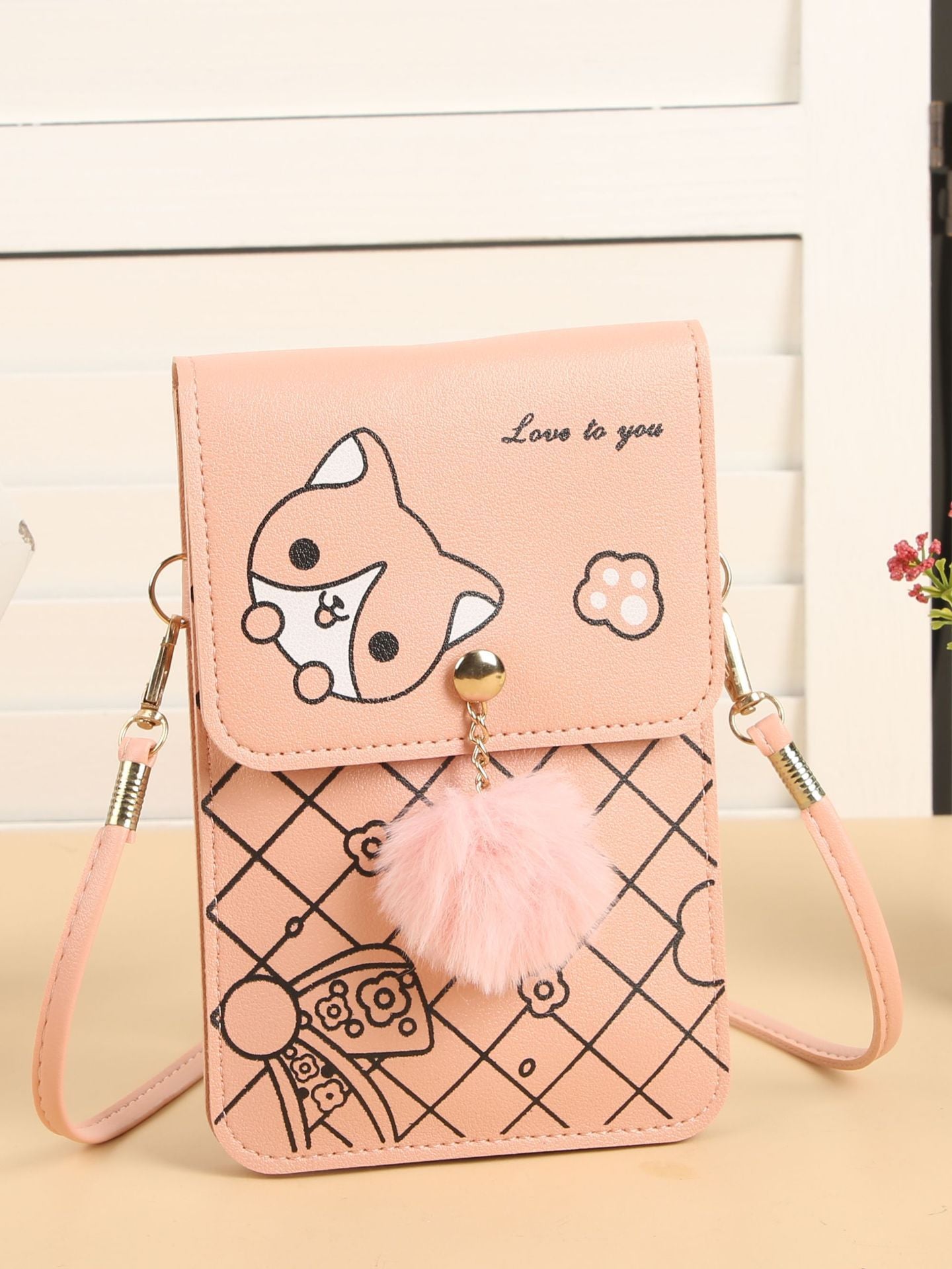 Women's Cell Transparent Touch Screen Versatile Cartoon Bags