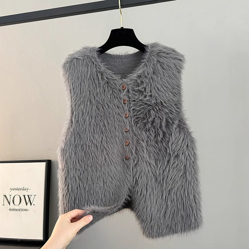 Women's Knitted Artificial Mink Fur Loose Outer Wear Women's Vest