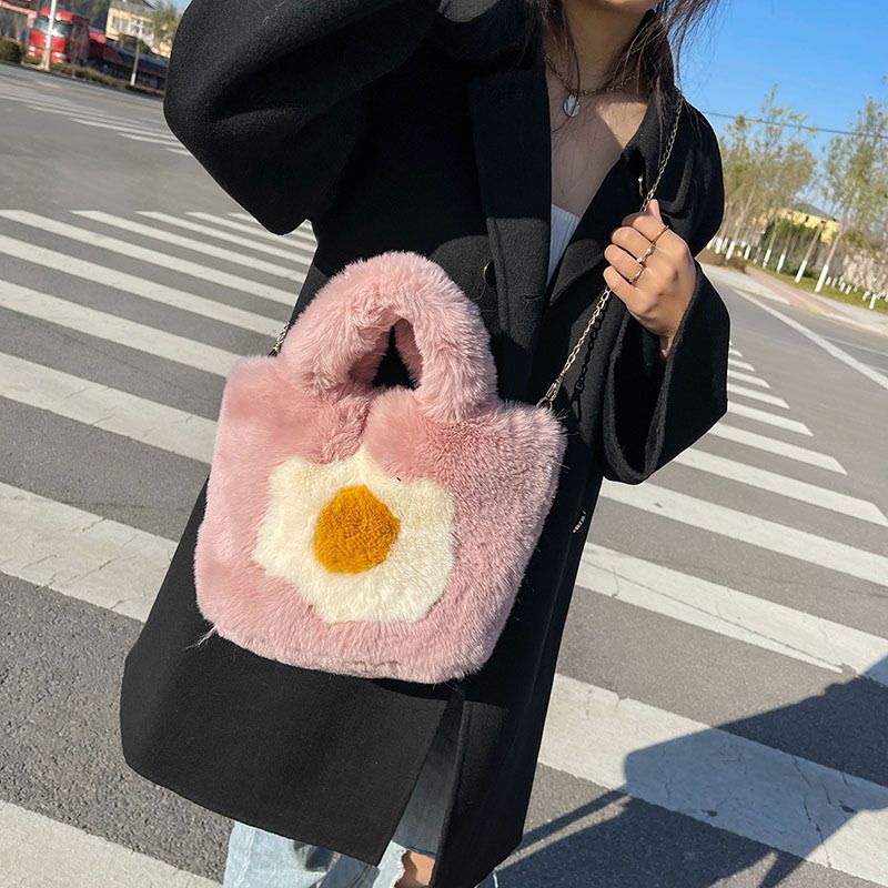 Women's Trendy Fashion Plush Portable Fur Large Crossbody Bags
