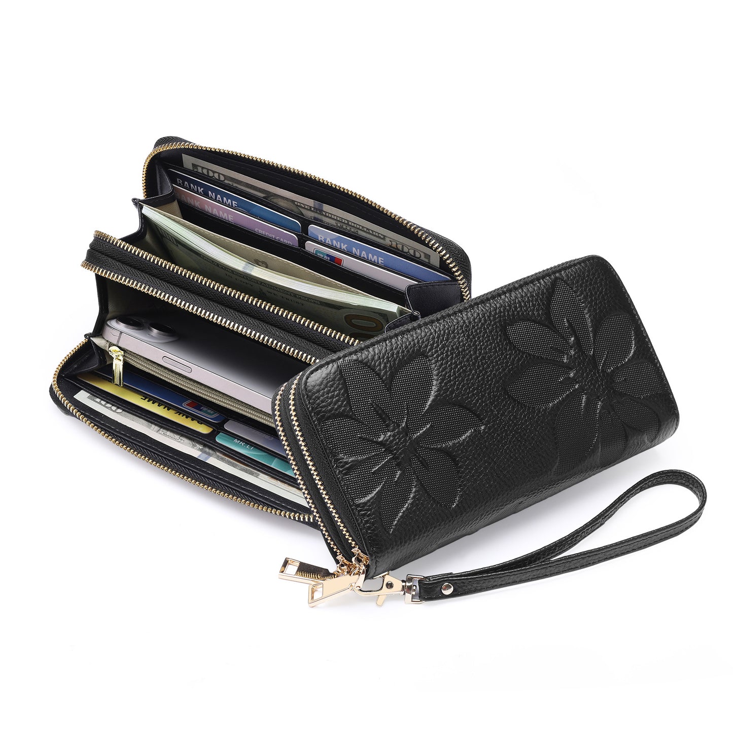 Women's Leather Large Capacity Long Top Layer Ladies Wallets