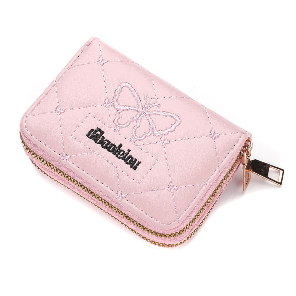 Women's Rhombus Double Zipper Expanding Protective Sleeve For Card Holder