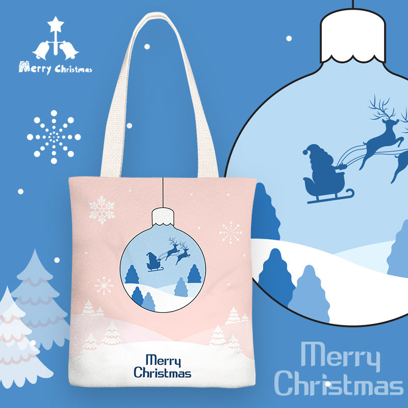 Little Christmas Fresh Canvas Female Simple Shoulder Bags