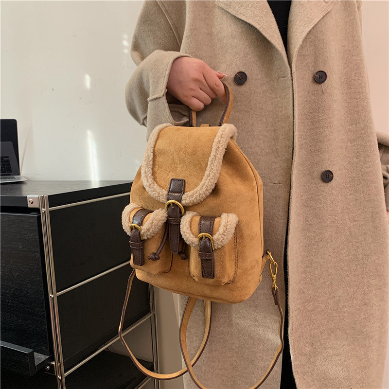 Women's Winter Plush Minority Fashion Retro High-grade Shoulder Bags