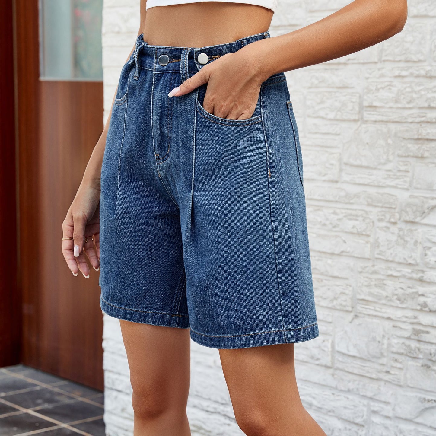 Pretty Elegant Washed Waist Adjustable Denim Women's Jeans