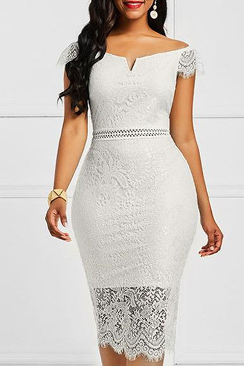 Sleeve Sexy Medium Long Sheath Lace Dress