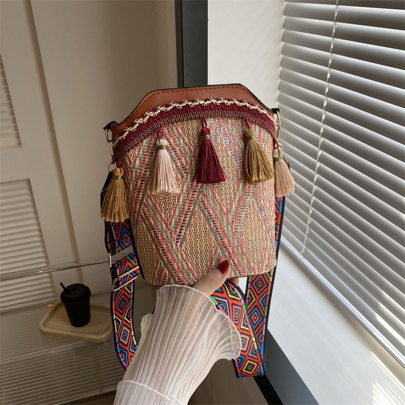 Women's Korean Fashion Artistic Ethnic Style Tassel Shoulder Bags