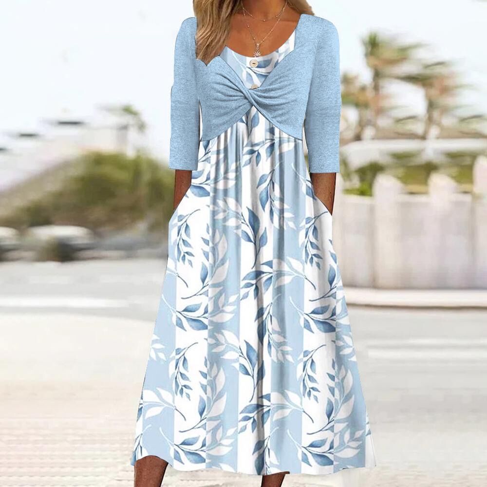 Fashion Printed Fake Two Pieces Large Three Dress