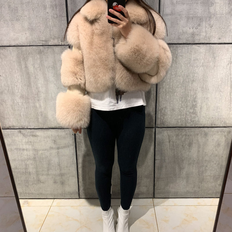 Women's Fur Imitation Stitching Lapel Artificial Coats