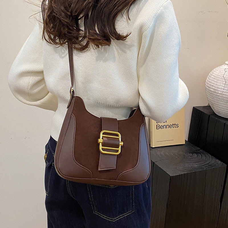 Women's Korean Style Patchwork Retro Contrast Color Underarm Bags
