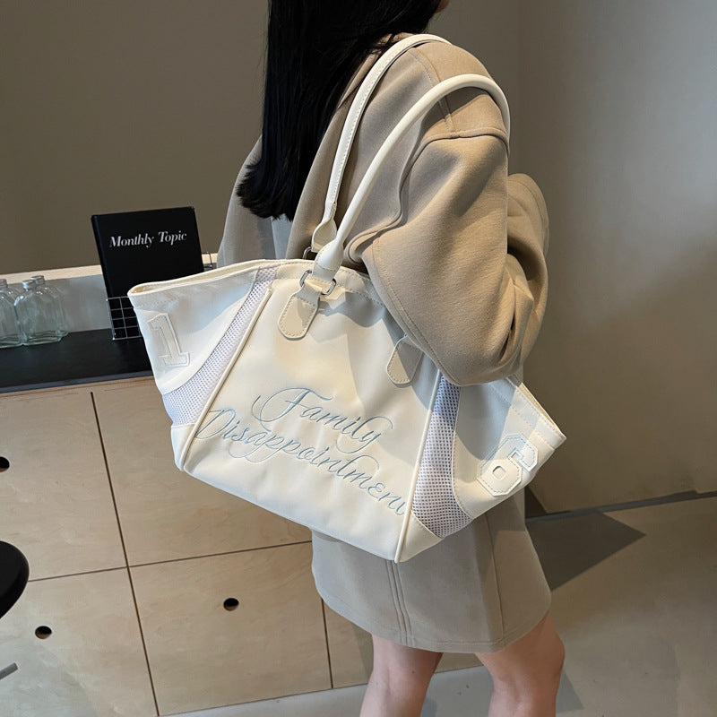 Women's Fashion Bowling Large Capacity Embroidered Letter Tote Bags