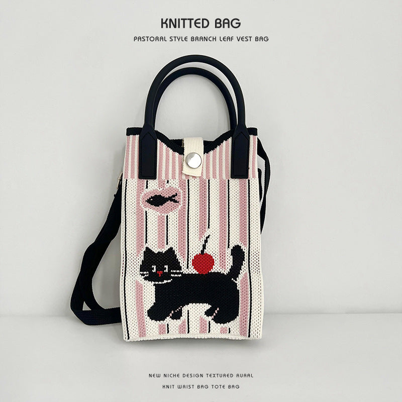New Stylish Cartoon Knitted Adjustable One Handbags