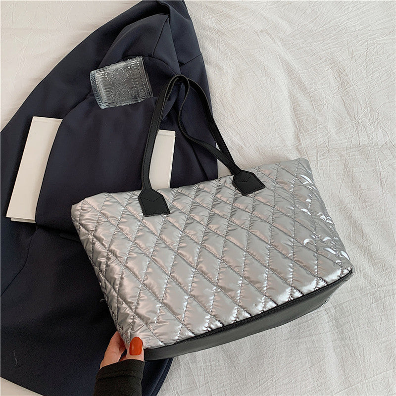 Women's Large Capacity Bale Of Cotton Down Warm Padded Shoulder Bags