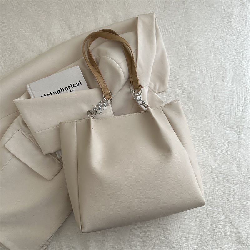 Women's Simple Textured Gentle Spring Commuter Underarm Tote Bags