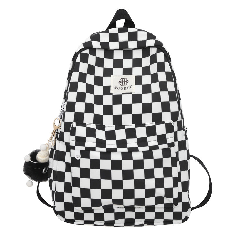 Women's Korean Fashion Chessboard Plaid College Junior Backpacks