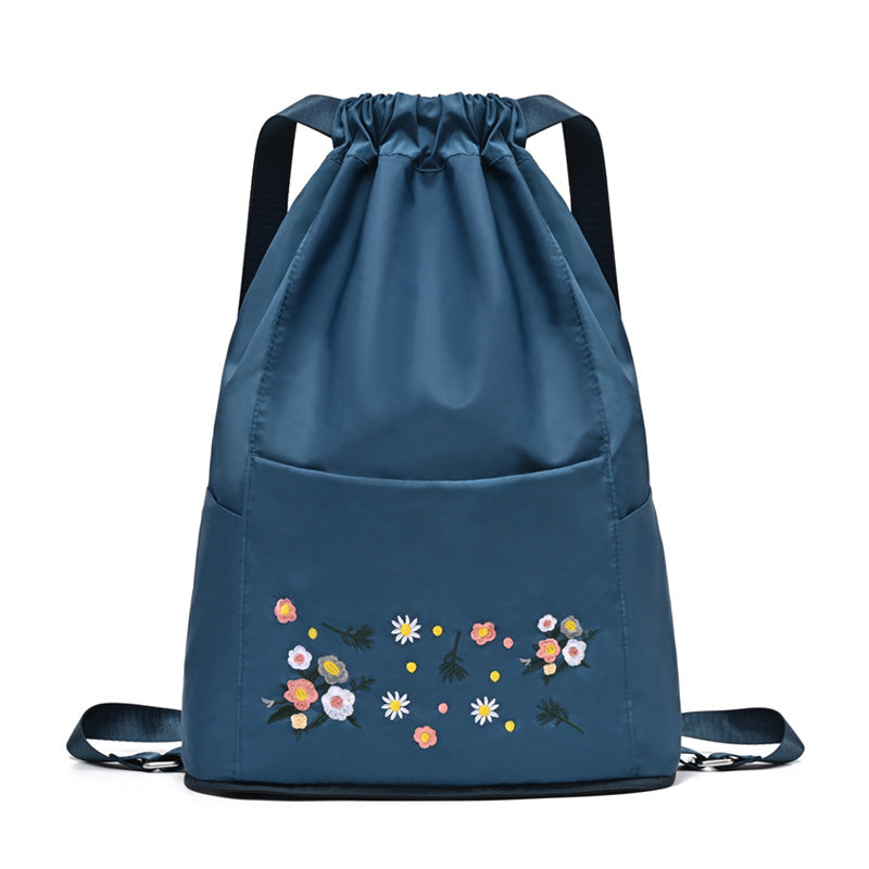 Women's Large Capacity Embroidered Folding Short Distance Dry Wet Separation Backpacks