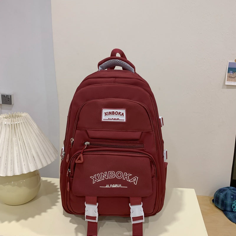 Women's Fashion Solid Color Wide Strap Portable Backpacks