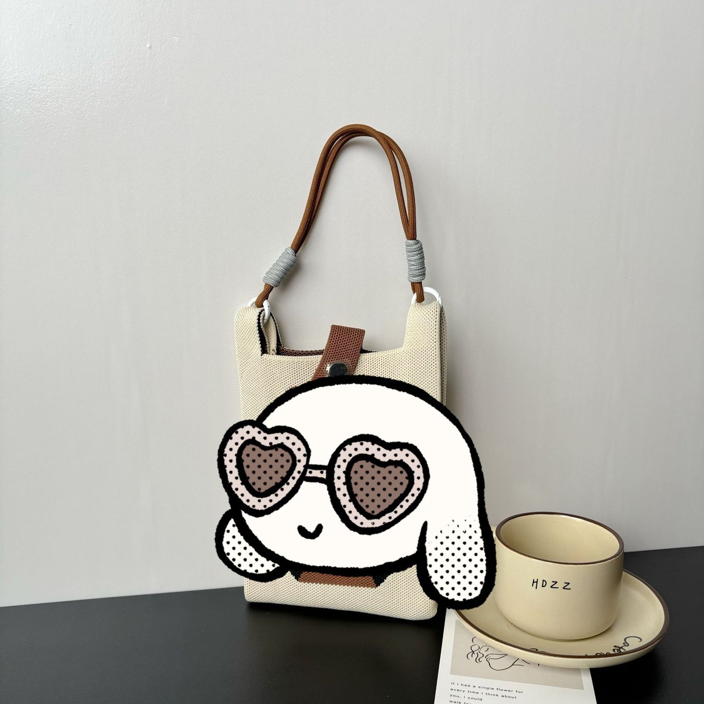 High-grade Mobile Cartoon Knitted Dopamine Color Phone Bags