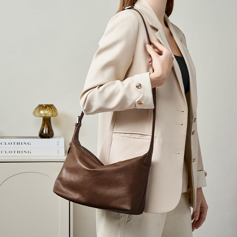 Retro Top Layer Vegetable Tanning Leather Tote Bags