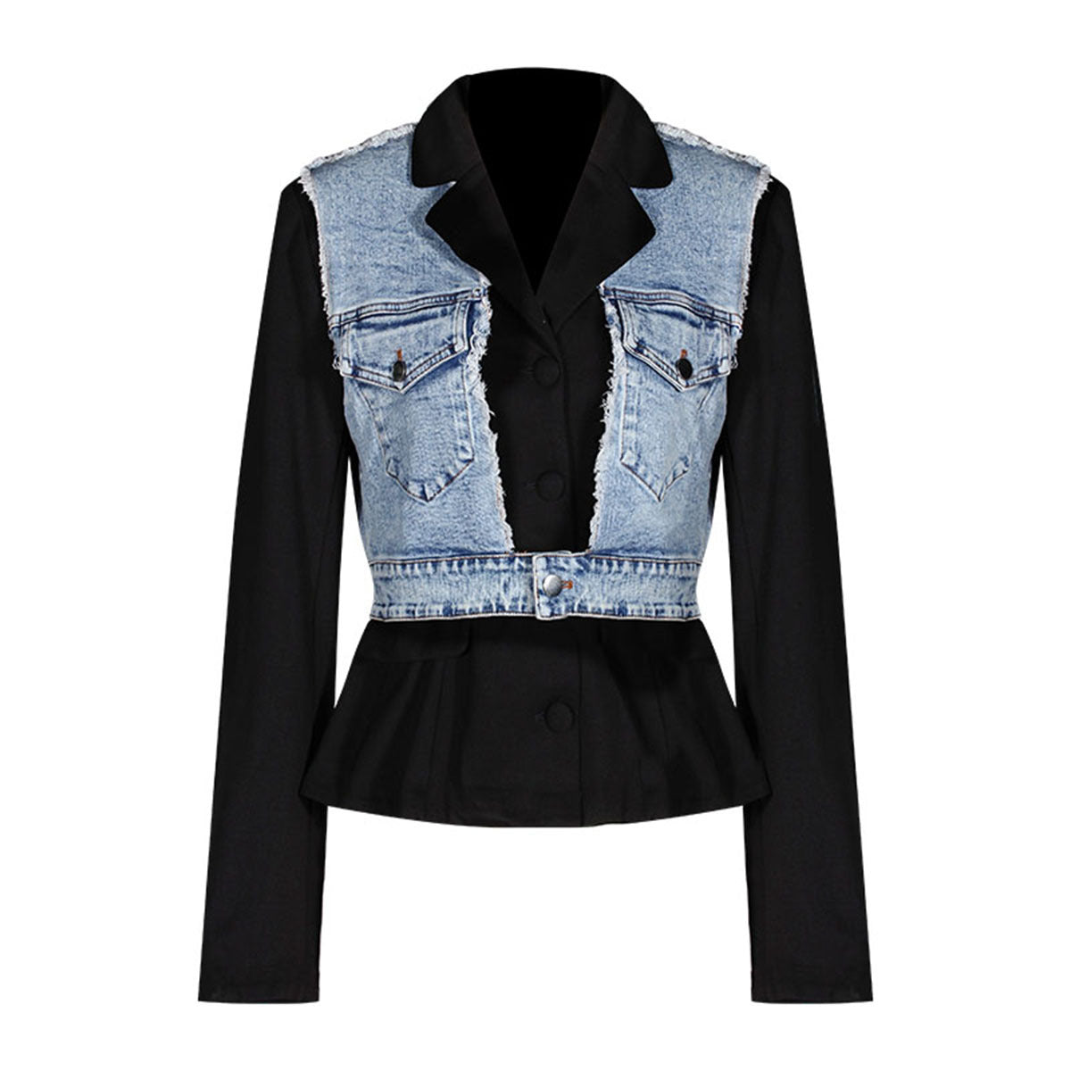 Denim Stitching Gray Autumn Design Sense Blazers