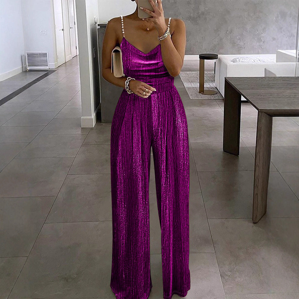 Glamorous Women's Dress Elegant Suspender Beads Women's Jumpsuit/clothing