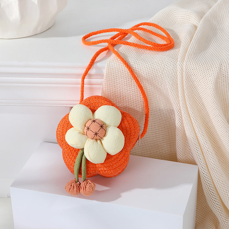Women's Woven Seaside Flower Beach Summer Mini Children's Coin Purse
