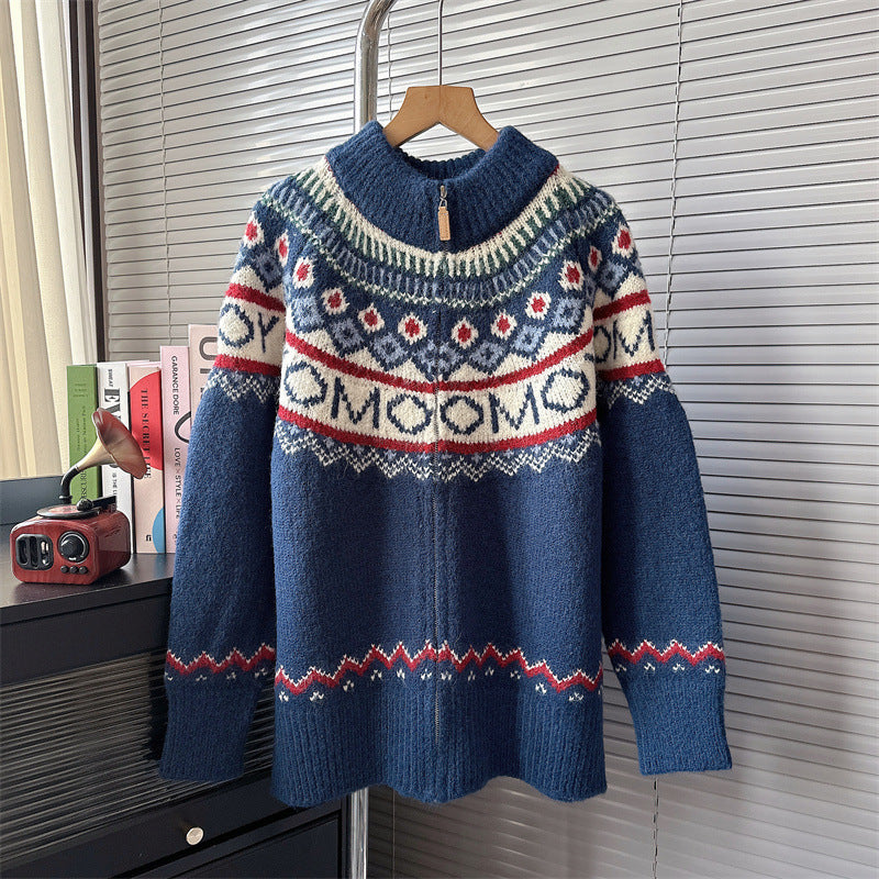 Women's Vintage Jacquard Idle Style Turtleneck Christmas Sweaters