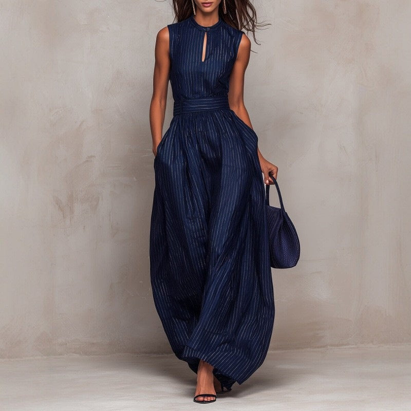 Women's Sleeveless Stitching Wide Leg Ethnic Style Jumpsuits