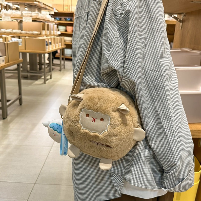 Women's Cartoon Little White Sheep Plush Cute Crossbody Bags