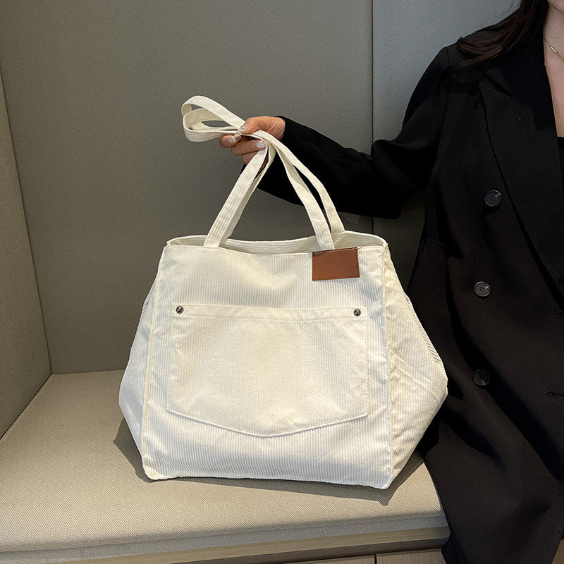 Women's Large Capacity Corduroy Retro Shopping Canvas Crossbody Bags