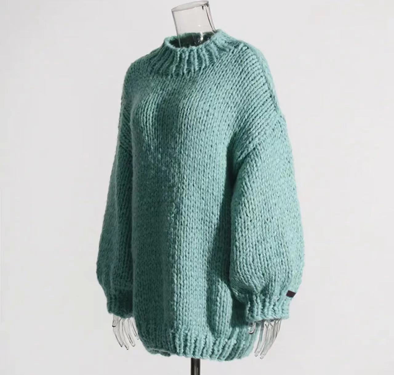 Women's Hand-woven Mohair Lantern Sleeve Pullover Sweaters