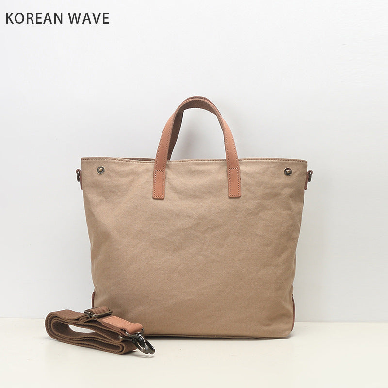 Women's & Men's & Canvas With First Layer Cowhide Large Bags