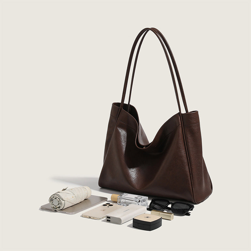 Women's Style Soft Leather Fashion Korean Large Tote Bags