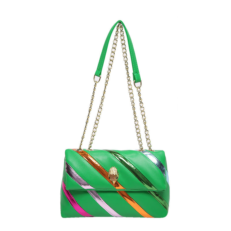 Women's Patchwork Stripes Chain Simple Fashion Eagle Crossbody Bags