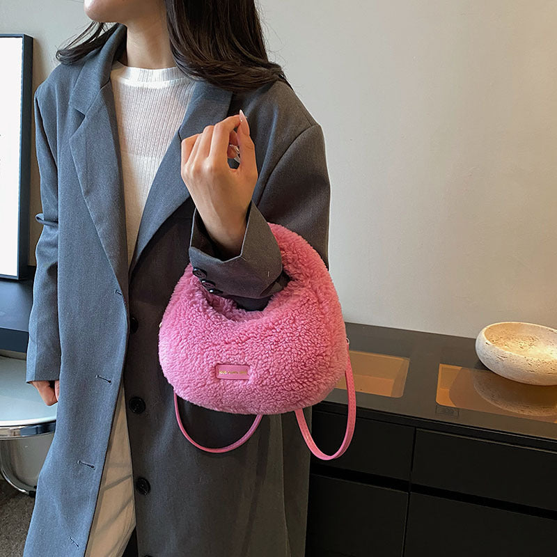 Women's Design Lamb Wool Fashionable Korean Style Handbags