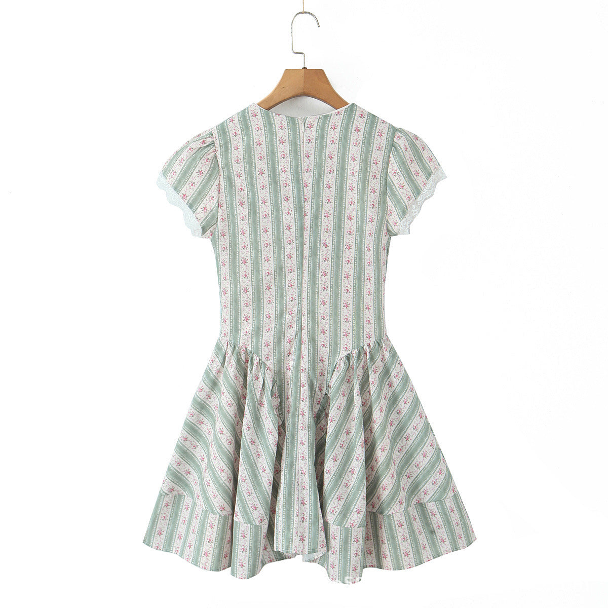 Women's Romantic Floral Bowknot Decoration Striped Lace Mini Skirts