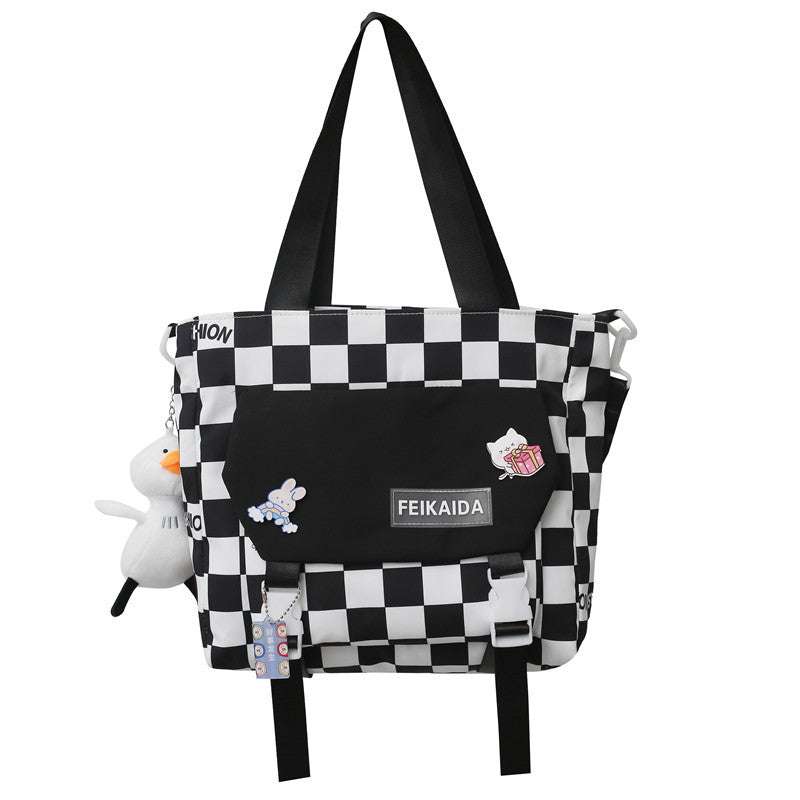 Letters Contrast Color Fashion Fresh Plaid Backpacks