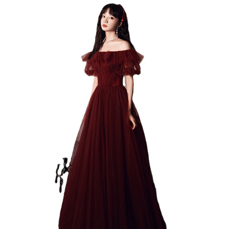 Red Bridal Toast Dress Long Slimming Wedding Dresses