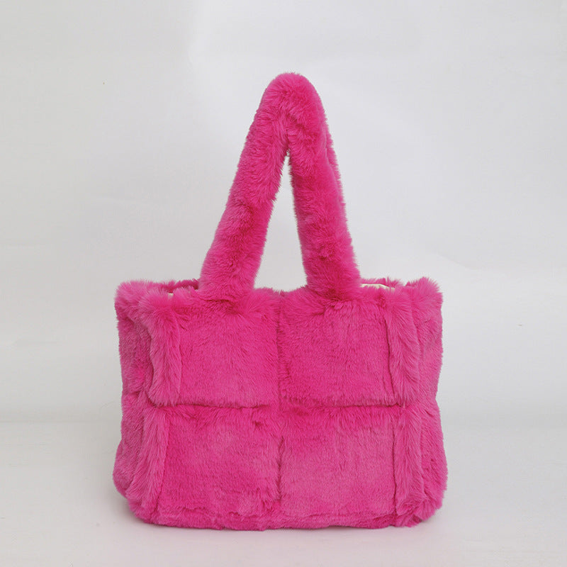 Women's Plush High-grade Versatile Underarm Fashion Patchwork Shoulder Bags