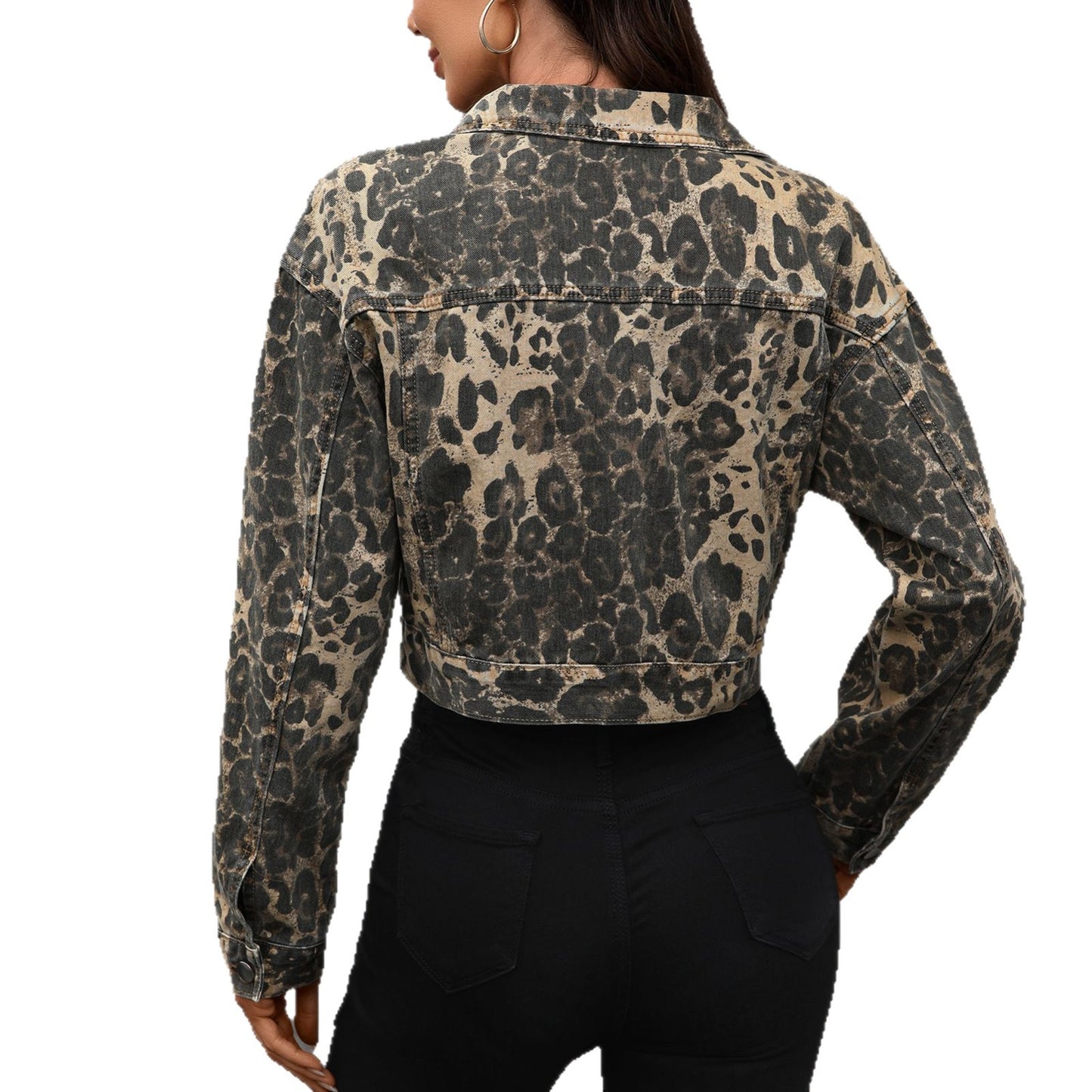 Women's Fashion Street Personalized Leopard Print Denim Shorts
