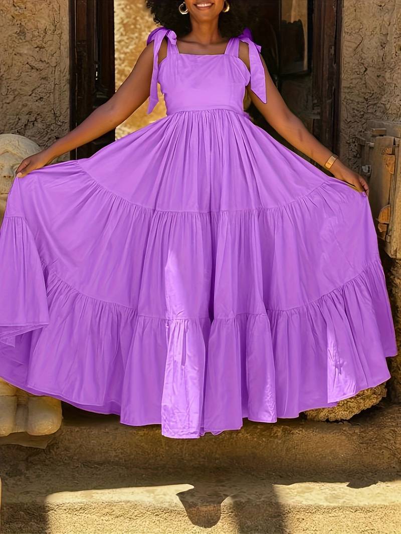 Women's Fashion Sweet Bow Tie Long Waist Dresses