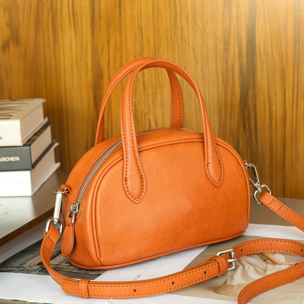 Women's Vegetable Tanning Boston Bowling Niche Crossbody Bags