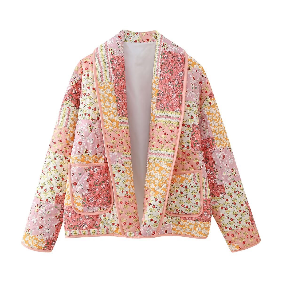 Women's Casual Lapel Printed Pocket Cotton Coats