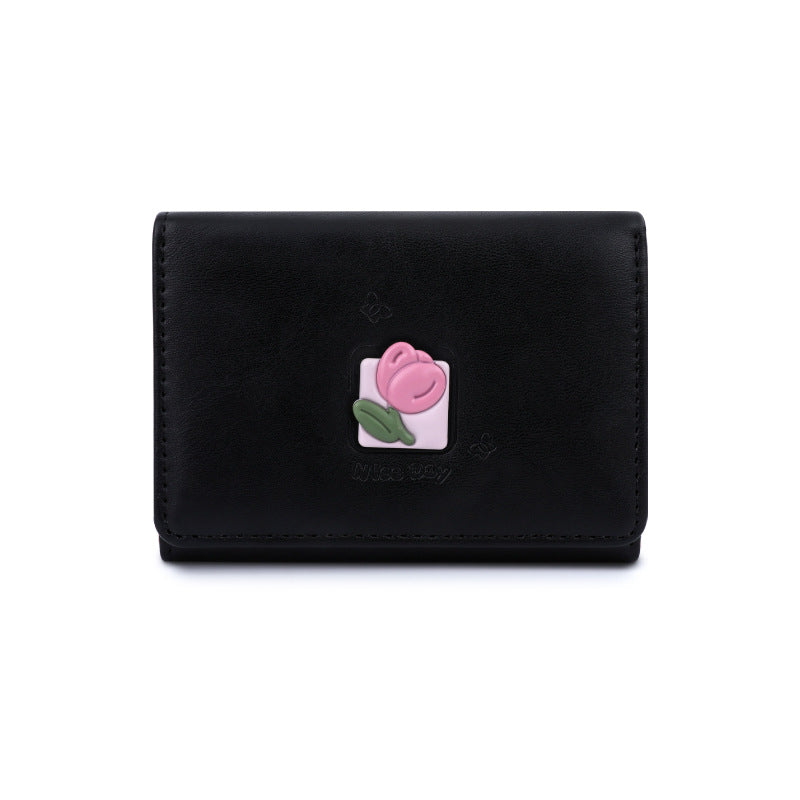 Women's Wear Cute Flower Hardware High-grade Folding Coin Purses