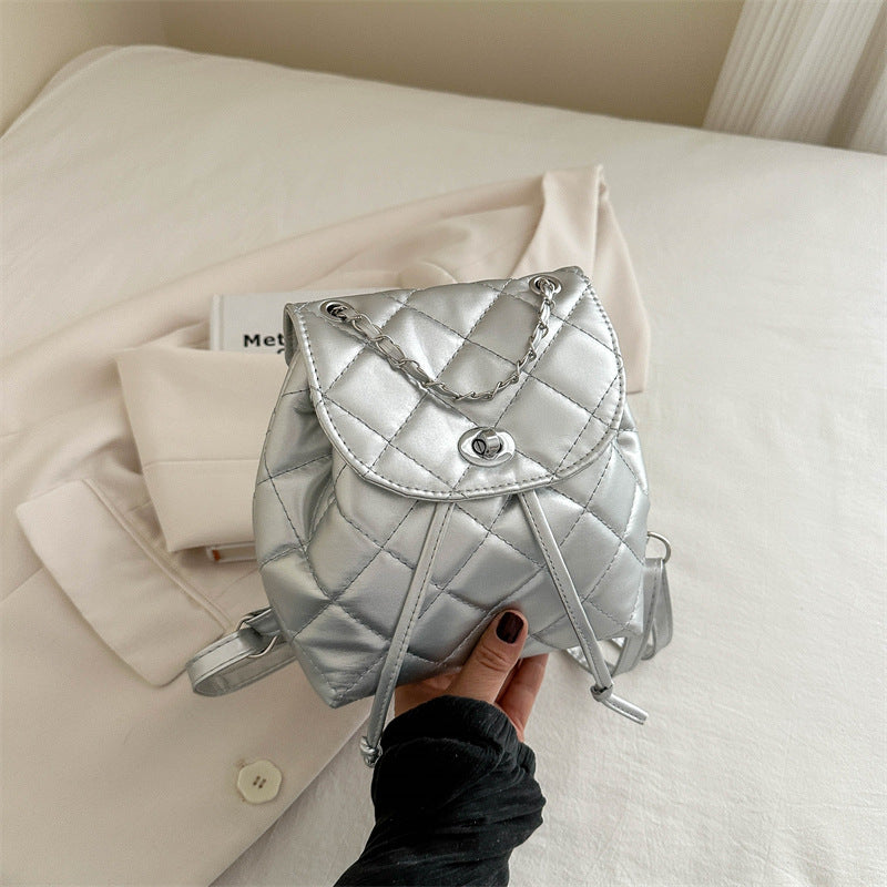 Women's Rhombus Fashion Summer High-grade Design Chain Backpacks