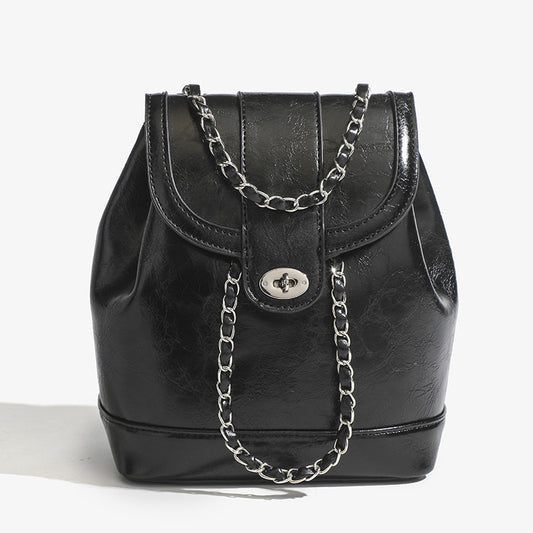 Women's Chain Simple Contrast Color Versatile High-grade Backpacks