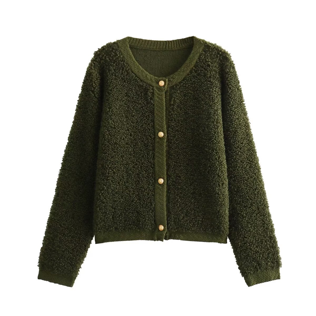 Women's Autumn Fashion Temperament Button Decoration Terry Blouses