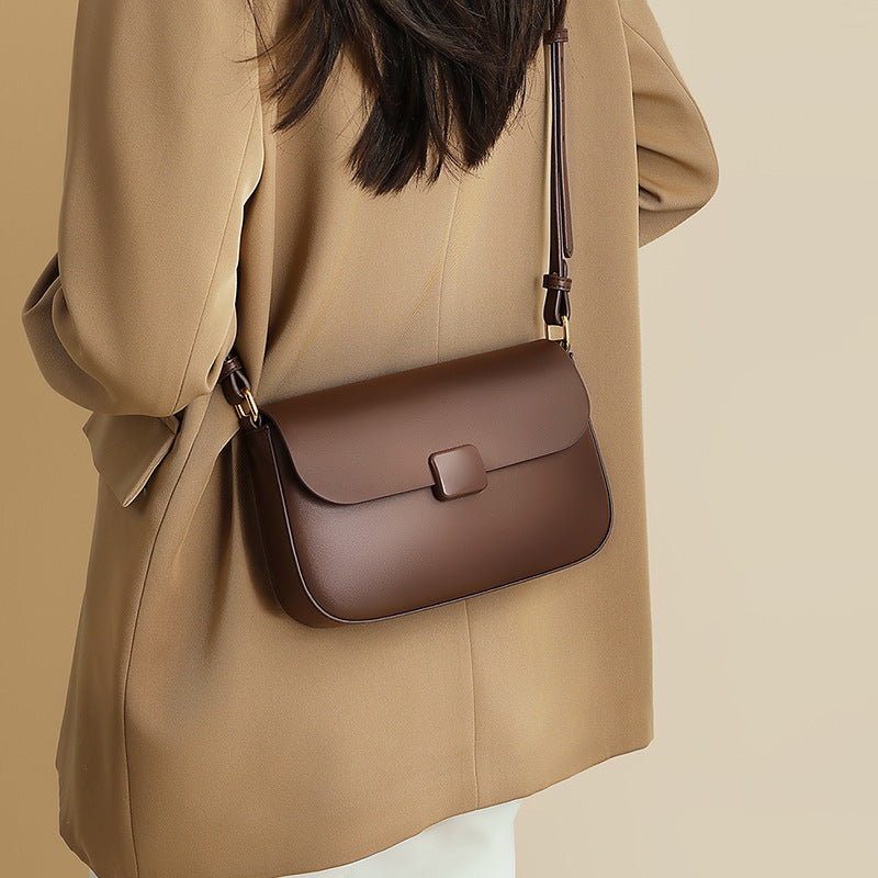 Women's Tofu Underarm Genuine Leather High-grade Small Square Bags