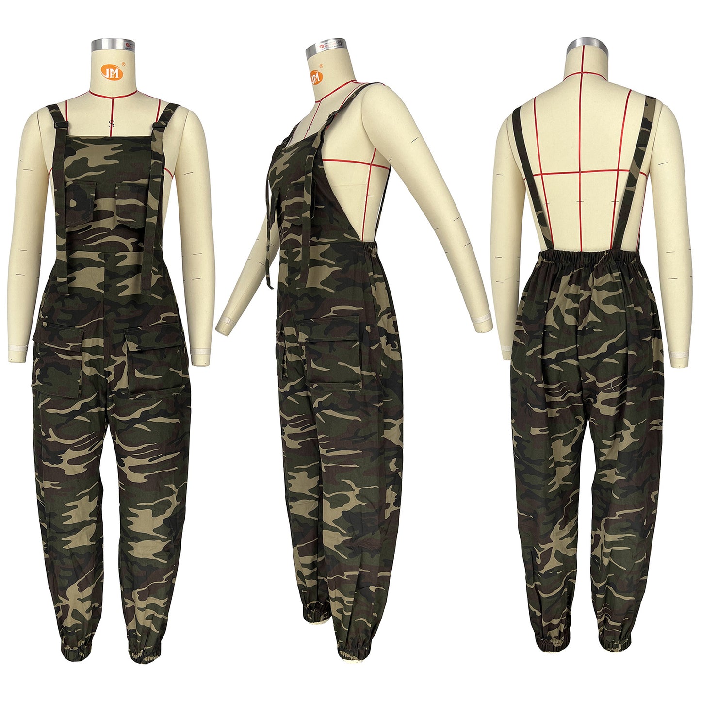 Women's Glamorous Casual Loose Camouflage Bib Jumpsuits